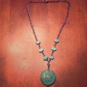 silver tone and turquoise necklace